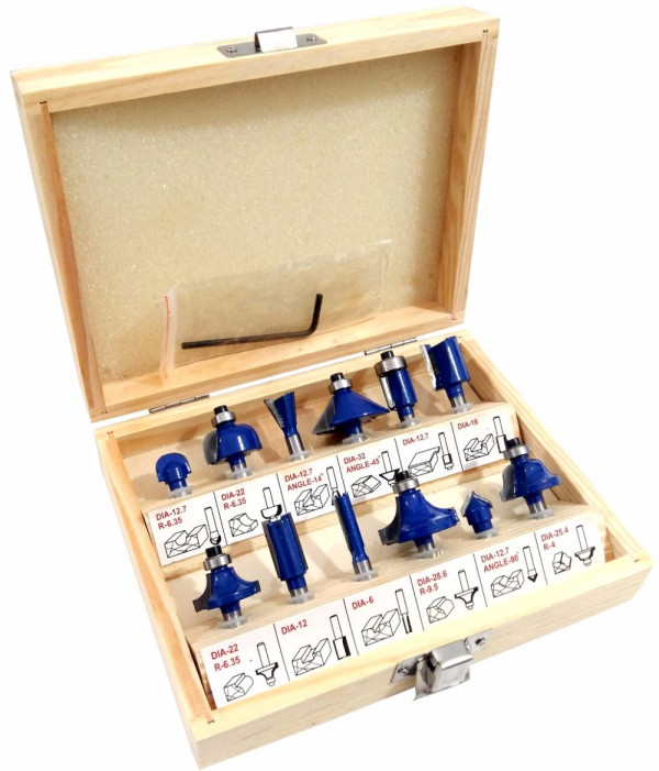 Kit Jogo Completo Fresas Para Tupia 6mm 12 Peças No Estojo. (Ftr486)