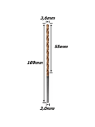 Broca Metal Duro (HRC55) 3,0mm X 55mm X 100mm. (Ftr0885)