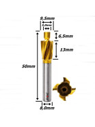 Fresa De Topo Pra Rebaixo 5,0mm X 9,5mm X Haste 8,0mm. (Ftr3667)