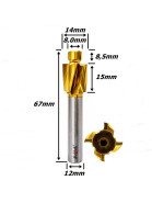 Fresa De Topo Pra Rebaixo 8,0mm X 14mm X Haste 12mm. (Ftr3669)