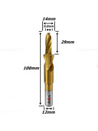 Broca Escalonada Ø14mm X 100mm Total X 12mm Haste. (Ftr3675)
