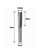 Fresa Reta Paralela 8,0mm (2c) X 30mm X 70mm X 6,0mm Haste. (Ftr3626) 