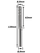 Fresa Reta Paralela TCT 8,0mm (3c) X 62mm Corte X 120mm Total X 8,0mm Haste. (Ftr29357)