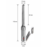 Fresa Reta Paralela TCT Ø10mm (3c) X 62mm Corte X 116mm Total X 12,7mm (1/2) Haste. (Ftr3631)