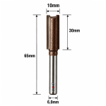 Fresa Reta Paralela Ø10mm (2c) X 30mm X 65mm X 6,0mm Haste. (Ftr3627) 