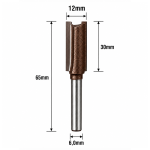 Fresa Reta Paralela Ø12mm (2c) X 30mm X 65mm X 6,0mm Haste. (Ftr3628) 