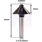 Fresa P/ Dobra Acm Ø6,0mm X 42mm X 14mm Corte X 1/4 (6,35mm) Haste. (FTR3591)