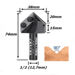 Fresa V Bit (Pastilha Intercambiável) Ø38mm (90°) X 20mm Corte X 74mm Total X 12,7mm (1/2) Haste. (Ftr1509)