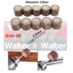 Kit 10 Pçs Roda Lixa P/ Micro Retifica (Grão 80) 13mm X 3,0mm Haste. (Ftr0910)
