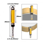 Fresa Reta C/ Rolamento Superior E Inferior Ø12,7mm (1/2) X 38mm X 96mm X 6,35mm (1/4) Haste. (Ftr3506)