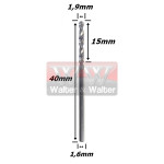 Broca Metal Duro 1,9mm X 16mm X 40mm. (Ftr3444)