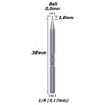 Fresa Topo Esférica 0,5mm (2c) X 1,0mm X 38mm X 3,17mm (1/8). (Ftr1181)