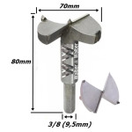 Broca Forstner Ø70mm. (Ftr133)