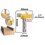 Fresa Plaina Ø50mm X (4C) X 6,35mm (1/4) Corte X 61mm Total X 12mm Haste. (Ftr2733) 