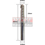 Fresa Acri Cut 6,0mm (1c) X 25mm X 60mm X 6,0mm Haste. (Ftr0048)