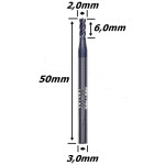 Fresa Topo Reto 2,0mm (Hrc45) (4c) X 6,0mm X 50mm X 3,0mm. (Ftr523)