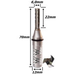 Fresa Reta Paralela TCT 6,0mm (3c) X 22mm Corte X 70mm Total X 12mm Haste. (Ftr2996)