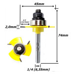Fresa Debrum Reta (3c) Ø45mm X 2,0mm X 6,35mm (1/4) Haste. (Ftr0972)