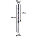 Broca Metal Duro (HRC45) 4,5mm X 47mm X 80mm. (Ftr3597)