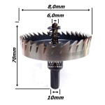 Serra Copo Metal Duro Ø80mm Com Suporte. (Ftr2040)