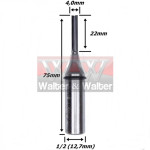 Fresa Reta Paralela TCT 4,0mm (2c) X 22mm Corte X 75mm Total X 12,7mm Haste. (Ftr1516)