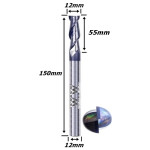 Fresa Helicoidal Ø12mm (2c) X 55mm X 150mm X 12mm. (Ftr2889)