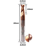 Fresa Helicoidal 5,0mm (Hrc55) ( 2c ) X 10mm X 50mm X 6,0mm. (Ftr3262)