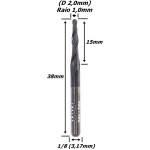 Fresa Cônica Esférica (Hrc45) 2,0mm X 15mm X 38mm Total X 3,17mm Haste. (Ftr0089)