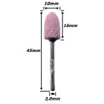 Ponta Montada Tipo Conica  Na Cor Rosa (Grão 60) X 10mm X 3,0mm. (Ftr3163)