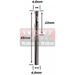 Fresa Down Cut 4,0mm (2c) X 22mm Corte X 45mm Total X 4,0mm Haste. (Ftr69)