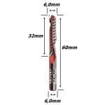 Fresa Acri Cut 6,0mm (1c) X 32mm X 60mm X 6,0mm Haste. (Ftr3449)
