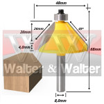Fresa Chanfro Com Rolamento (45°) Ø48mm X 26mm X 8,0mm Haste. (FTR806)