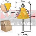 Fresa Chanfro Com Rolamento (30°) Ø42mm X 26mm X 6,35mm (1/4) Haste. (FTR0977)