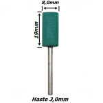 Ponta Montada Abrasiva Borracha Reta (Grão Fino) 8,0mm X 19mm X 3,0mm Haste. (Ftr3255)