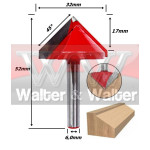Fresa V Bit Ø32mm (90°) X 17mm Corte X 52mm Total X 6,0mmhaste. (Ftr0071)