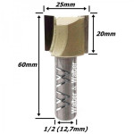 Fresa Reta Ø25mm X 20mm Corte X 60mm Total X 12,7mm (1/2) Haste. (Ftr2461)