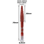 Fresa Diamantada 7,5mm X (30°) X 70mm Total X 6,0mm Haste. (Ftr0219)