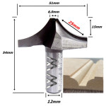 Fresa Chapeu Ø51mm (15mm Raio) X 54mm Total X 12mm Haste. (Ftr2978)