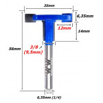 Fresa Painel Canaletado Ø35mm X 6,35mm (1/4) X 14mm Profundidade X 56mm Total  X 6,35mm Haste. (Ftr0009)