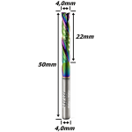 Fresa Up Down Cut (Dlc) 4,0mm X (2c) X 22mm X 50mm X 4,0mm Haste. (Ftr3611)