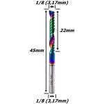 Fresa Up Cut (Dlc) 3,17mm (1/8) X (1c) X 22mm X 45mm X 3,17mm (1/8). (Ftr3612)