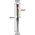 Fresa Down Cut (Dlc) 4,0mm X (1c) X 22mm X 45mm X 4,0mm. (Ftr3613)
