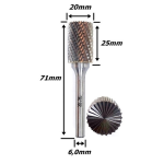 Lima Rotativa Cilíndrica Reta Ø20mm X 25mm Corte X 71mm Total X 6,0mm Haste. (Ftr0937)