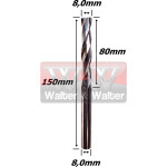 Fresa Helicoidal 8,0mm (2c) X 80mm X 150mm X 8,0mm. (Ftr1918)