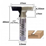 Fresa Painel Canaletado Ø37mm X 6,35mm (1/4) X 10,5mm Profundidade X 60mm Total X 12mm Haste. (Ftr821) 