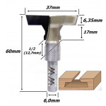 Fresa Painel Canaletado Ø37mm X 6,35mm (1/4) X 10,5mm Profundidade X 57mm Total X 6,0mm Haste. (Ftr1051) 