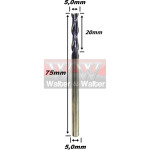 Fresa Helicoidal 5,0mm (2c) X 20mm X 75mm X 5,0mm. (Ftr0644)