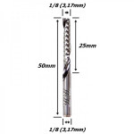 Fresa Acri Cut 3,17mm (1/8) (1c) X 25mm X 50mm X 1/8 Haste. (Ftr0086)