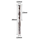 Fresa Down Cut 5,0mm (2c) X 22mm Corte X 50mm Total X 5,0mm Haste. (Ftr2615)