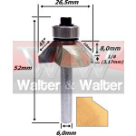 Fresa Chanfrar Ø26,5mm (90º) 8,0mm Raio X 10mm X 6,0mm Haste. (Ftr979)